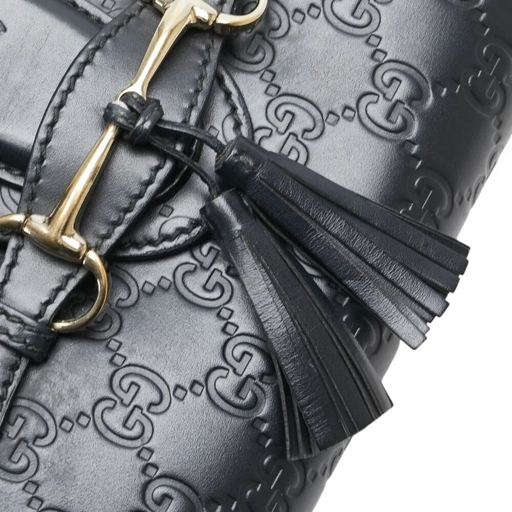 GUCCI Authentic Black Leather Horsebit Shoulder Bag - Picture 8 of 15